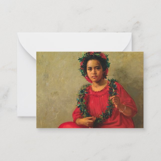 Tarjeta Pequeña The Lei Maker, 1901, de Theodore Wores (Anverso)