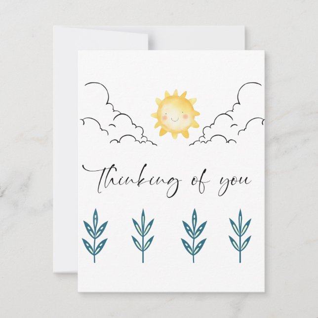 Tarjeta Pequeña Thinking of you Flat Note Card (Anverso)