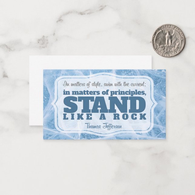 Tarjeta Pequeña Thomas Jefferson cita Inspiradora "Principio" (Anverso/Reverso In Situ)