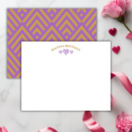 Tarjeta Pequeña Three Hearts Gold Grapevine Striped Fans Note Card
