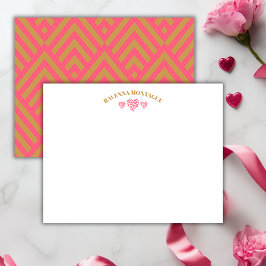 Tarjeta Pequeña Three Hearts Gold Watermelon Pink Fans Note Card