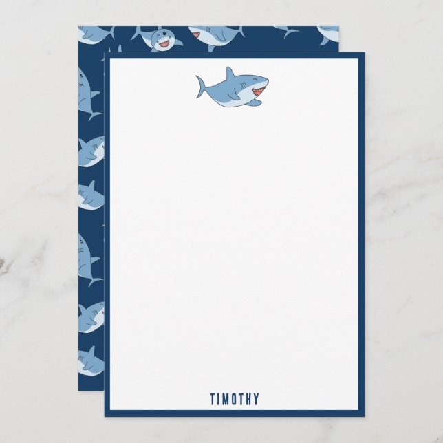 Tarjeta Pequeña Tiburones Blancos Lindos Patrón del Océano (Anverso / Reverso)