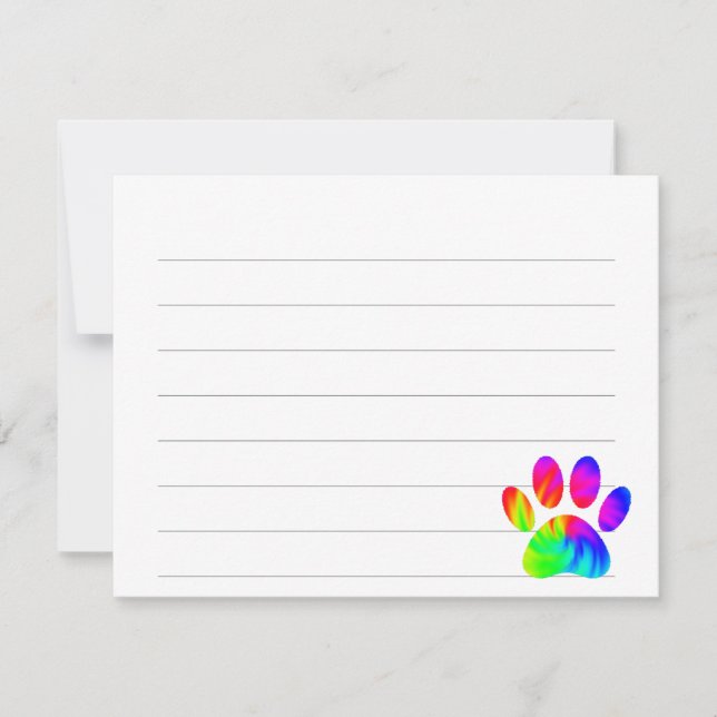 Tarjeta Pequeña Tie Dye Dog Paw Print Graphic Lined Custom (Anverso)