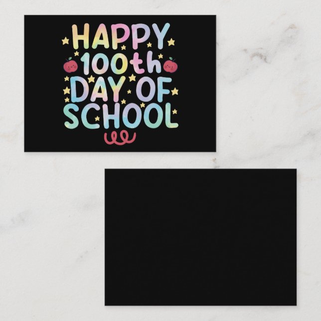 Tarjeta Pequeña Tie Dye Feliz 100° Día del Estudiante Docente Esco (Anverso / Reverso)