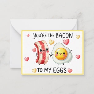 Tarjeta Pequeña Tierno Tocino y Huevos Kawaii