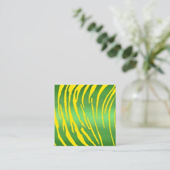 Tarjeta Pequeña Tigre metálico tira tiras Amarillo verde (Anverso de pie)