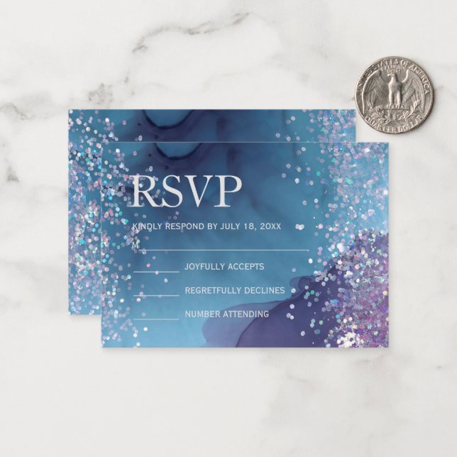 Tarjeta Pequeña Tinta de alcohol azul y púrpura con mística purpur (Anverso/Reverso In Situ)