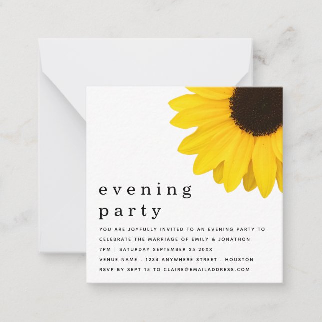 Tarjeta Pequeña TINY MINI TAMAÑO Girasol Fiesta de la noche recién (Anverso)