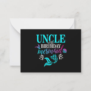 Tarjeta Pequeña Tío De La Familia De La Sirenita De Cumpleaños