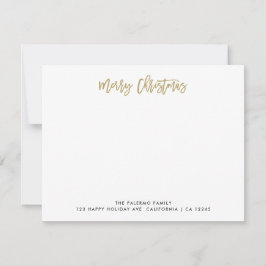 Tarjeta Pequeña Tipografía clásica Gold Merry Christmas Familia