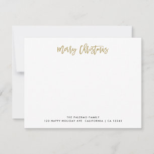 Tarjeta Pequeña Tipografía Clásica Navideña Dorada Familia