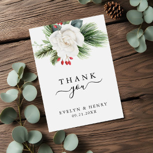Tarjeta Pequeña Tipografía con guión boho Evergreen Boda Gracias