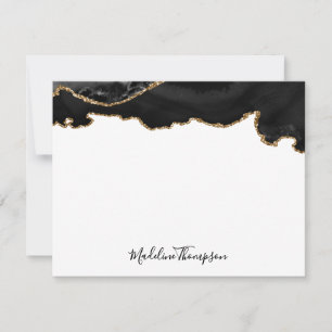Tarjeta Pequeña Tipografía de escritura de Geode Black Girly Gold 