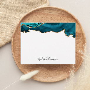 Tarjeta Pequeña Tipografía de guiones de Geode de terciopelo Verde