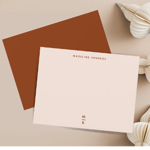 Tarjeta Pequeña Tipografía de monograma de arcilla y beige simple