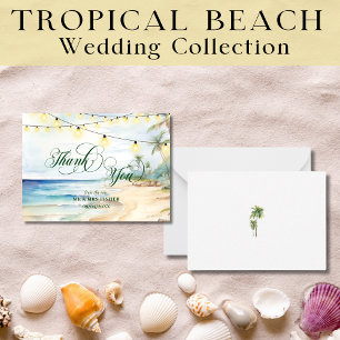 Tarjeta Pequeña Tipografía de playa tropical Gracias Boda de tarje