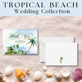 Tarjeta Pequeña Tipografía de playa tropical Gracias Boda de tarje