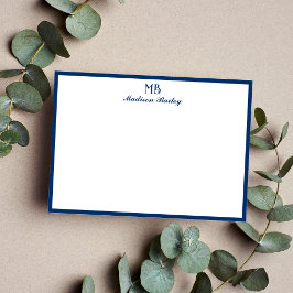 Tarjeta Pequeña Tipografía Decorativa con Monograma | Azul Marino