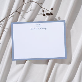 Tarjeta Pequeña Tipografía Decorativa con Monograma | Azul Polvori