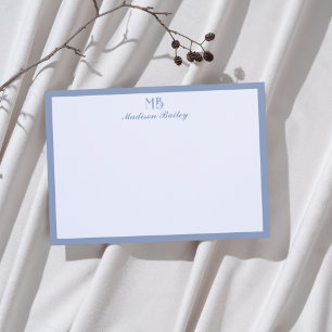 Tarjeta Pequeña Tipografía Decorativa con Monograma   Azul Polvori