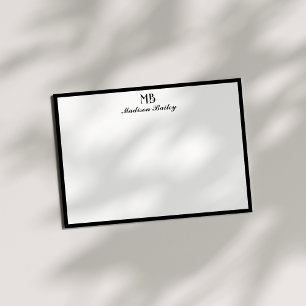 Tarjeta Pequeña Tipografía Decorativa con Monograma   Blanco y Neg