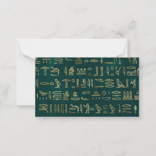 Tarjeta Pequeña Tipografía egipcia jeroglífica dorada Egipto