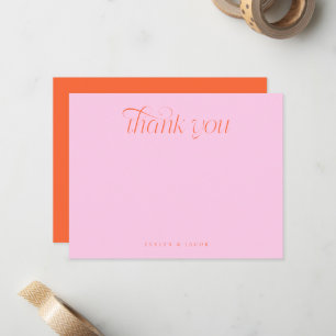 Tarjeta Pequeña Tipografía Elegante con Remolino Bodas Naranja Ros