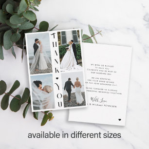 Tarjeta Pequeña Tipografía moderna boda multifoto gracias