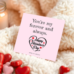 Tarjeta Pequeña Tipografía moderna del corazón Rosa suave Día de S