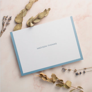 Tarjeta Pequeña Tipografía moderna Dusty Blue Border Stationery
