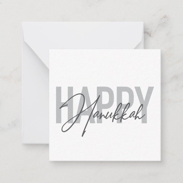 Tarjeta Pequeña Tipografía moderna, simple, fresca Happy Hanukkah (Anverso)