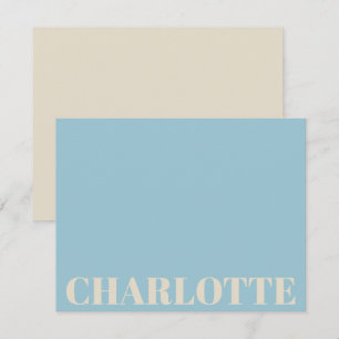 Tarjeta Pequeña Tipografía Negrita Personalizada Nombre Azul Claro