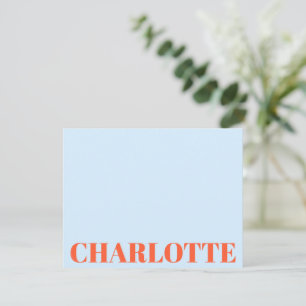 Tarjeta Pequeña Tipografía Negrita Personalizada Nombre Azul Naran