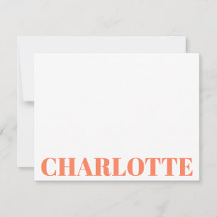 Tarjeta Pequeña Tipografía Negrita Personalizada Nombre Naranja