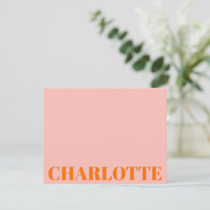 Tarjeta Pequeña Tipografía Negrita Personalizada Nombre Naranja Ro