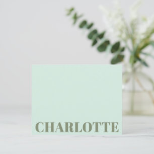 Tarjeta Pequeña Tipografía Negrita Personalizada Nombre Verde Ment