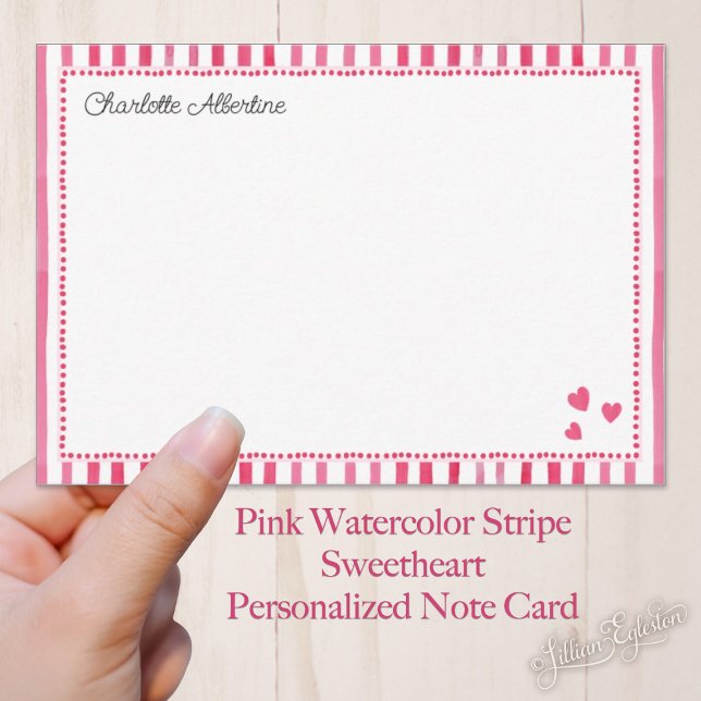 Tarjeta Pequeña Tiras de color de agua rosada personalizadas (Subido por el creador)