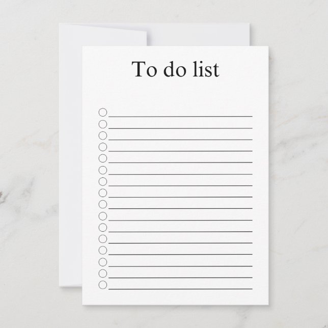 Tarjeta Pequeña To do list (Anverso)