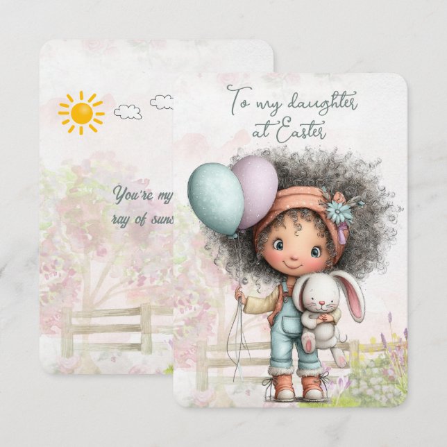 Tarjeta Pequeña To my daughter at Easter (Anverso / Reverso)