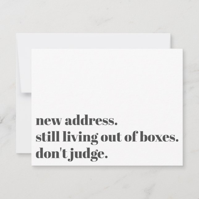 Tarjeta Pequeña Todavía viviendo fuera de las cajas, no juzguen a  (Anverso)