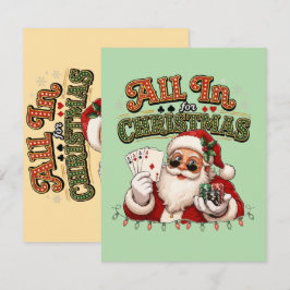 Tarjeta Pequeña Todo Apostado Por La Navidad Poker Santa