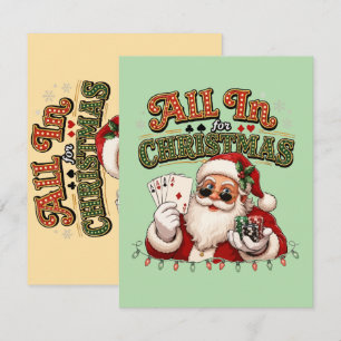 Tarjeta Pequeña Todo Apostado Por La Navidad Poker Santa