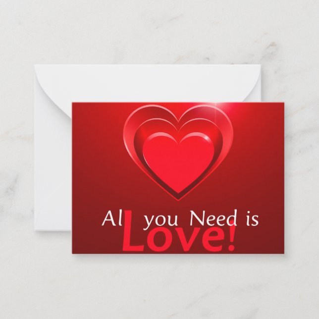 Tarjeta Pequeña Todo lo que necesitas es Amor (Anverso)