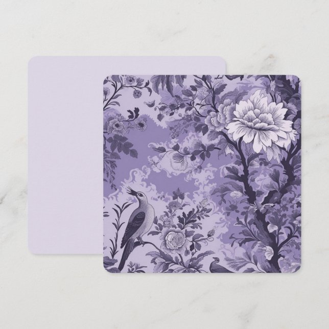 Tarjeta Pequeña Toile púrpura de Fleur (Anverso / Reverso)