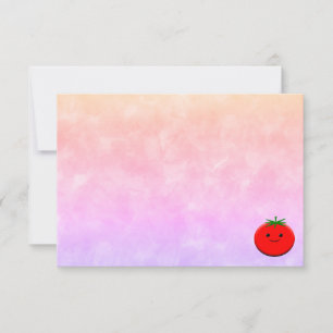 Tarjeta Pequeña Tomate de Dibujos Animados Adorable Acuarela Tarje