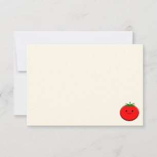Tarjeta Pequeña Tomate de dibujos animados lindo blanco crema