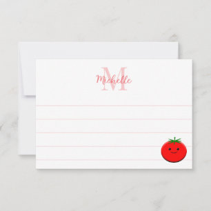 Tarjeta Pequeña Tomate de dibujos animados lindo con monograma per