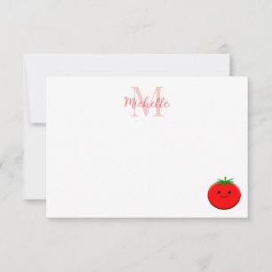 Tarjeta Pequeña Tomate de Dibujos Animados Lindo Monograma Persona