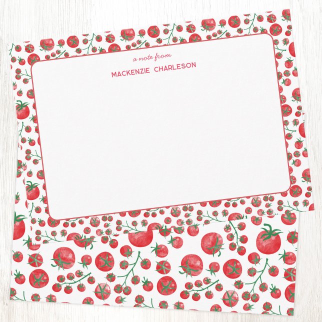 Tarjeta Pequeña Tomate Divertido Personalizado (Fun tomato Mediterranean personalized stationery notecards)