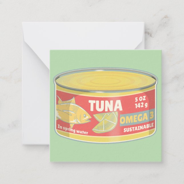 Tarjeta Pequeña Tonelada de retro de pescado en lata de atún (Anverso)